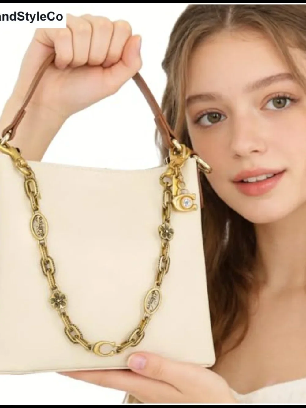 Vintage Gold Bag Chain Charm Set with 3D C Purse Charm